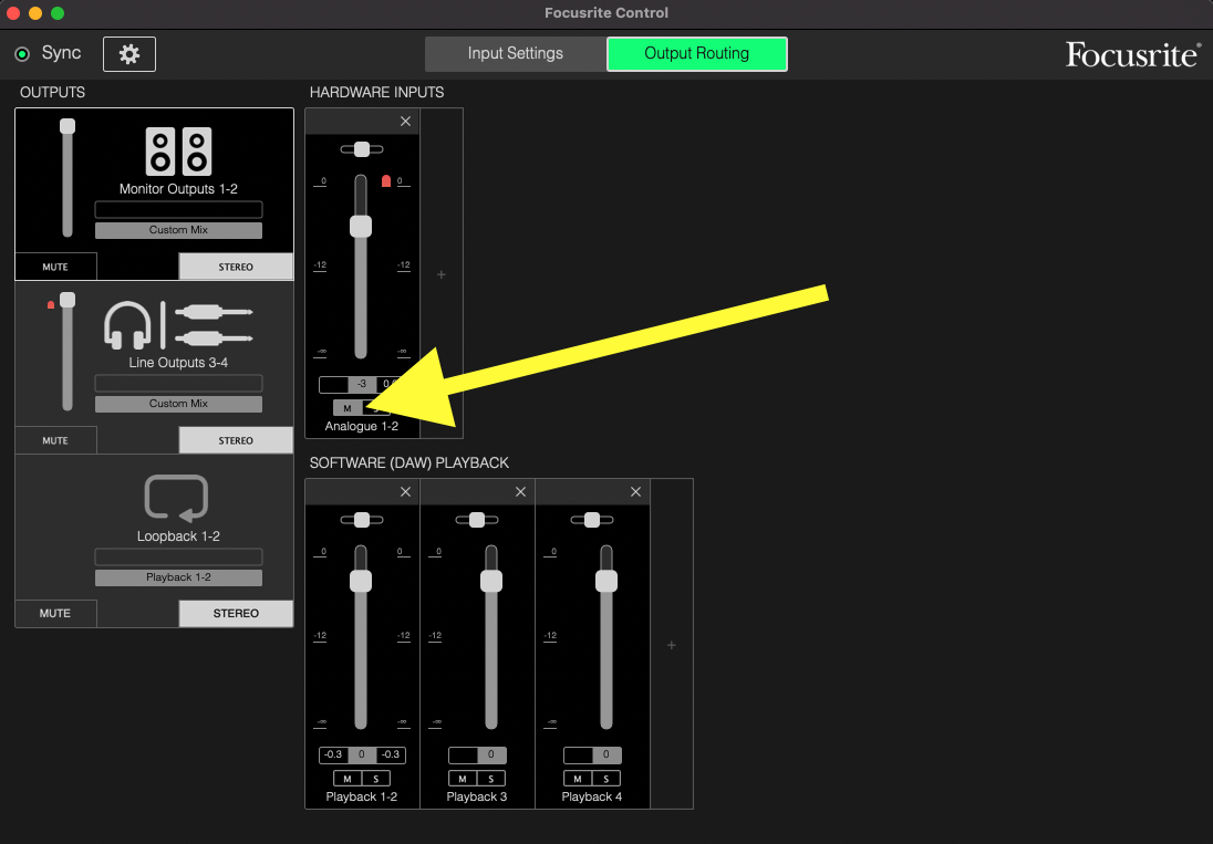 Sonarworks measurement microphone routing in Focusrite Control